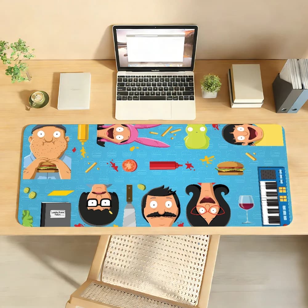 Tappetino per mouse Cartoon B-Bob's B-Bur-gers, tappetino da scrivania antiscivolo, accessori per PC portatile, tastiera da ufficio, decorazione per giocatori