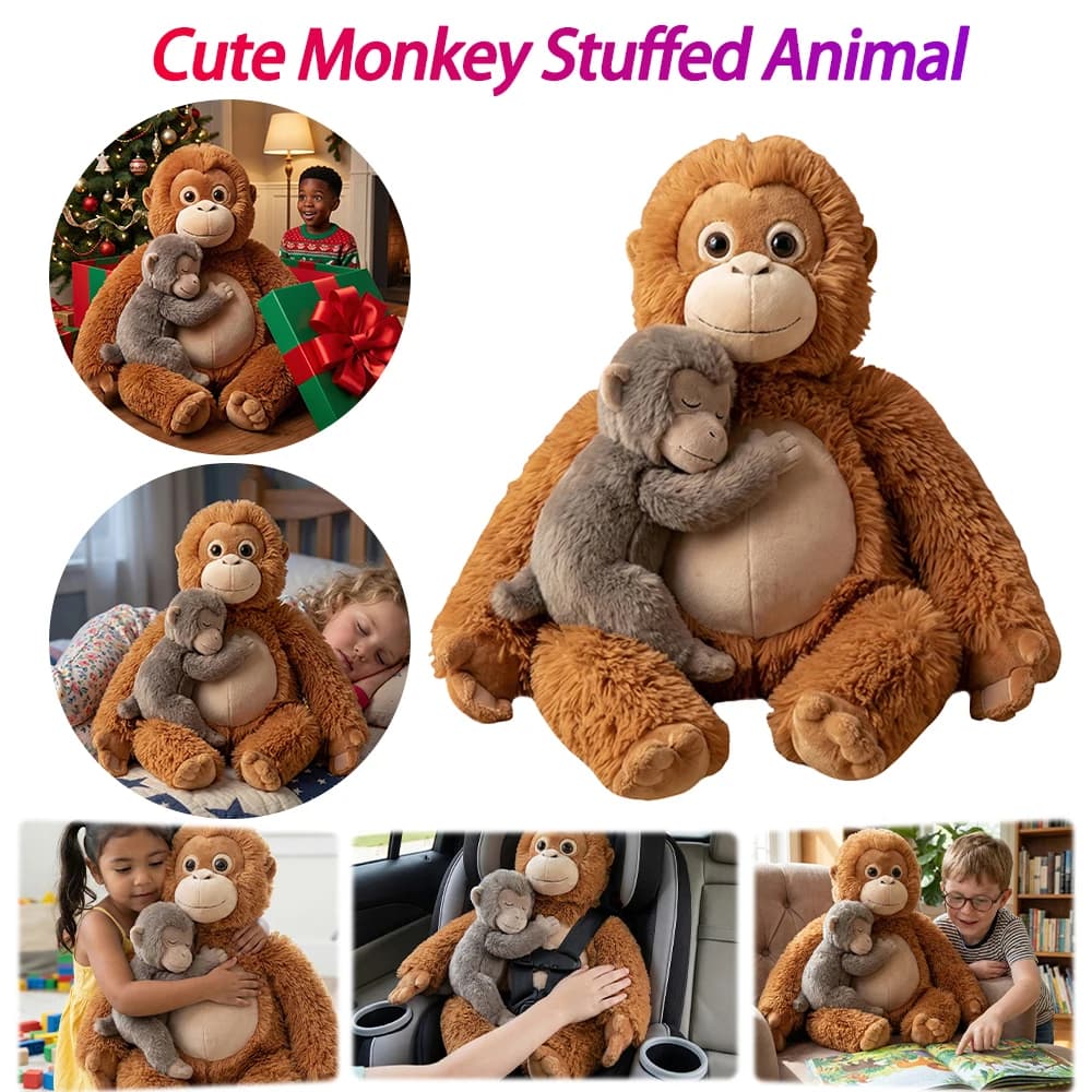 Simpatico Peluche a Forma di Scimmia, Adorabile Giocattolo Kawaii da Abbracciare, Bambola Imbottita, Regalo di Compleanno, Decorazione per Casa, per Bambini e Adulti