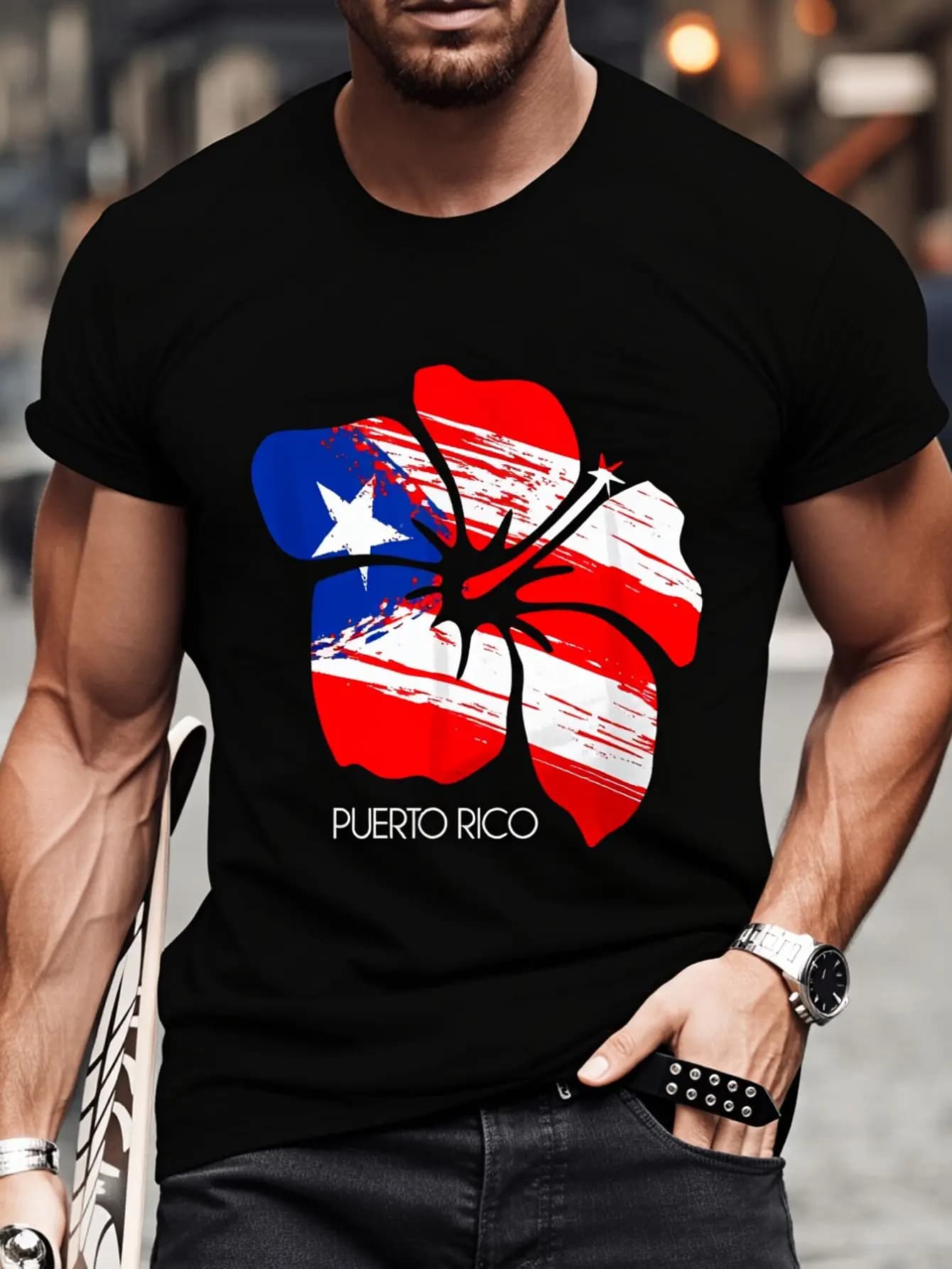 100% Cotton Puerto Rico Culture Roots Amapola Boricua Flag T-Shirt Fashion Women's Men's Graphic Tee Causal Tops