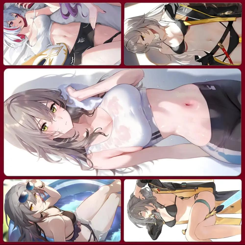 Tappetino per mouse da gioco Fantasy H-Honkai Star Rail Stelle, tappetino per mouse da gioco di grandi dimensioni con bordi cuciti, tappetino da scrivania ispessito per PC