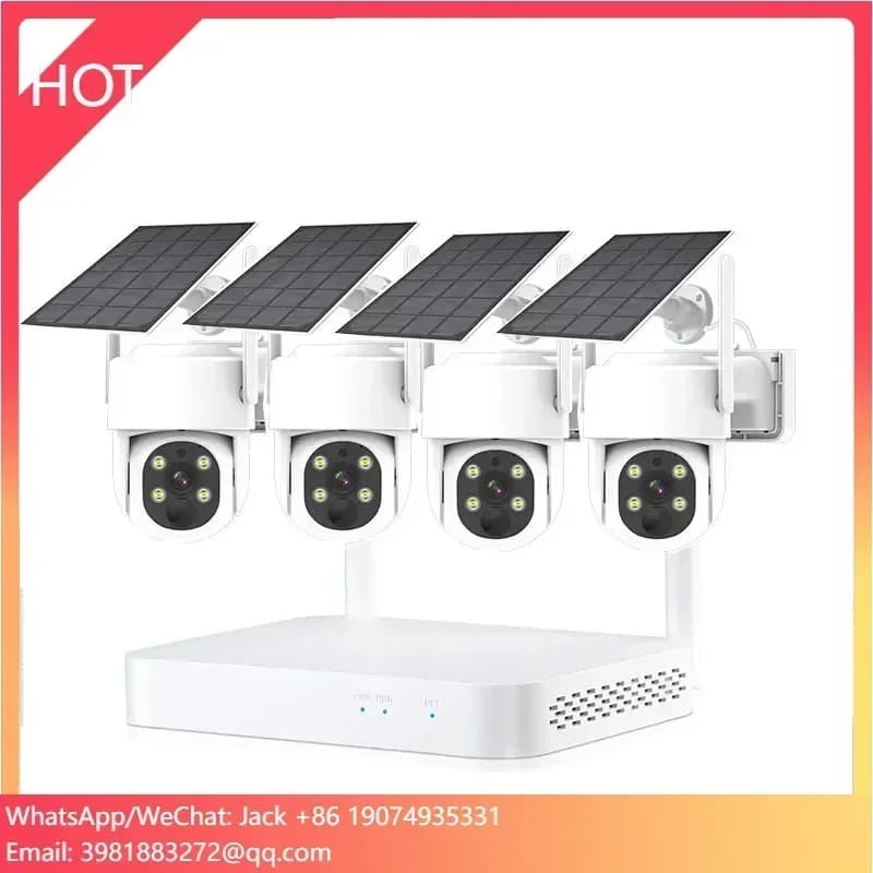 Home Wireless Outdoor Full HD 4MP Wifi Solar Power Camera NVR Kit Security Camera System With Solar Panel