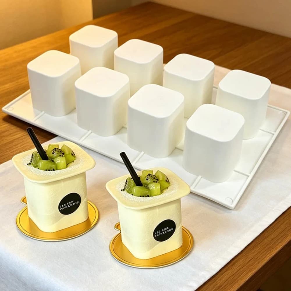 3D Cube Shape Silicone Candle Molds For Chocolate Cheese Yogurt Jelly Pudding Making Mold Mousse Cake Decorative Baking Tools