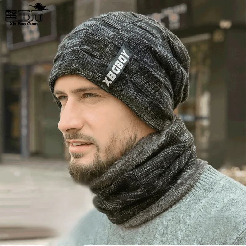 Winter Hat Scarf Set Plush Lined Thermal Knitted Beanie Neck Warmer for Autumn Winter Unisex for Men Women Outdoor Sports