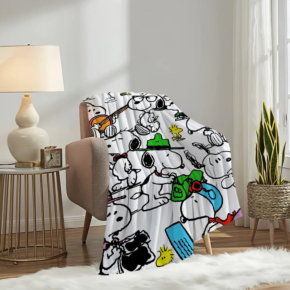 Simpatico cartone animato cane coperta peluche pisolino divano tappeto per soggiorno caldo SSnoopy-S ufficio camera da letto compleanno casa viaggi regali per bambini