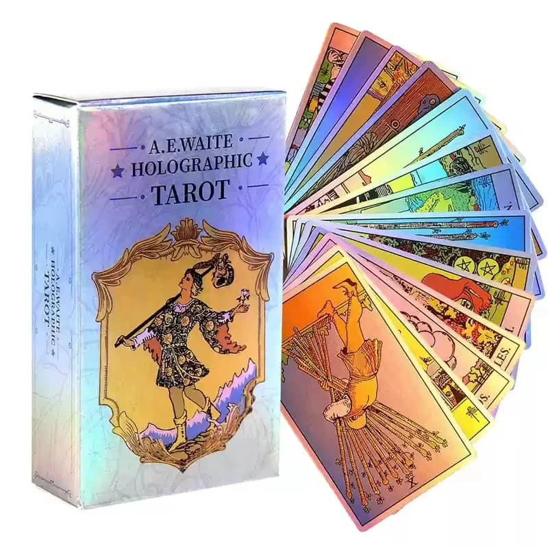 Mazzo di Carte dei Tarocchi MagicSeer Arcobaleno 10.3*6cm, Set di Carte dei Tarocchi e Libro per Principianti, Gioco da Tavolo con Mazzo Olografico