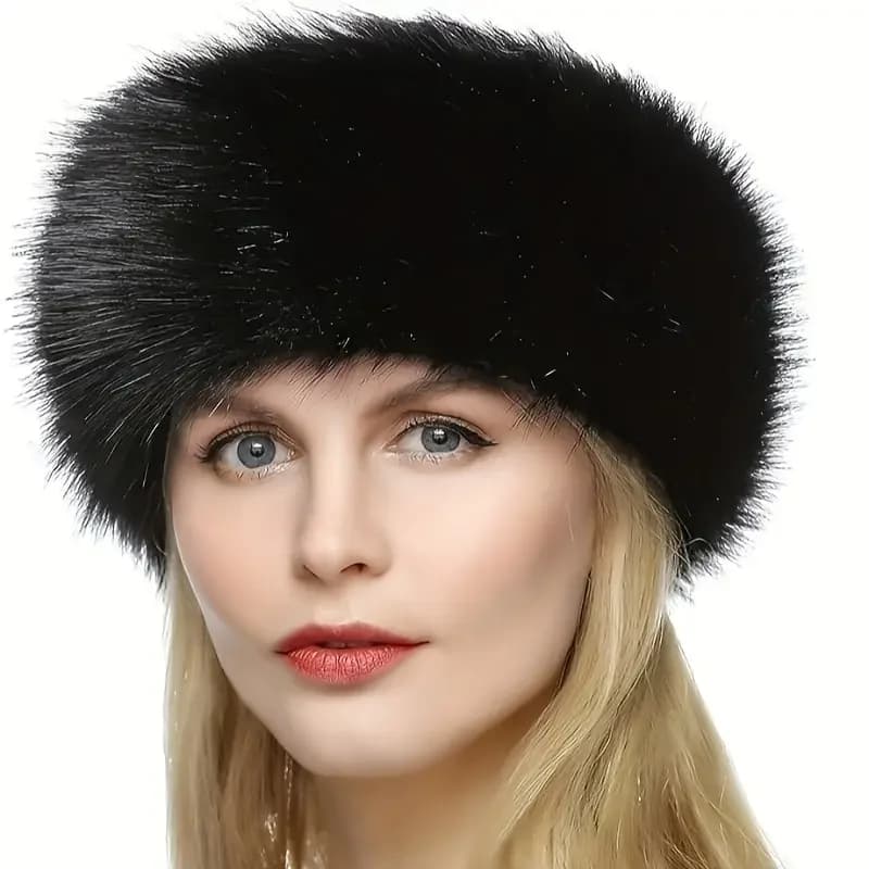 New Plush Band Solid Color Winter Warm Fur Hat Soft Elastic Caps Cold-resistant ears warm adjustable bands for women