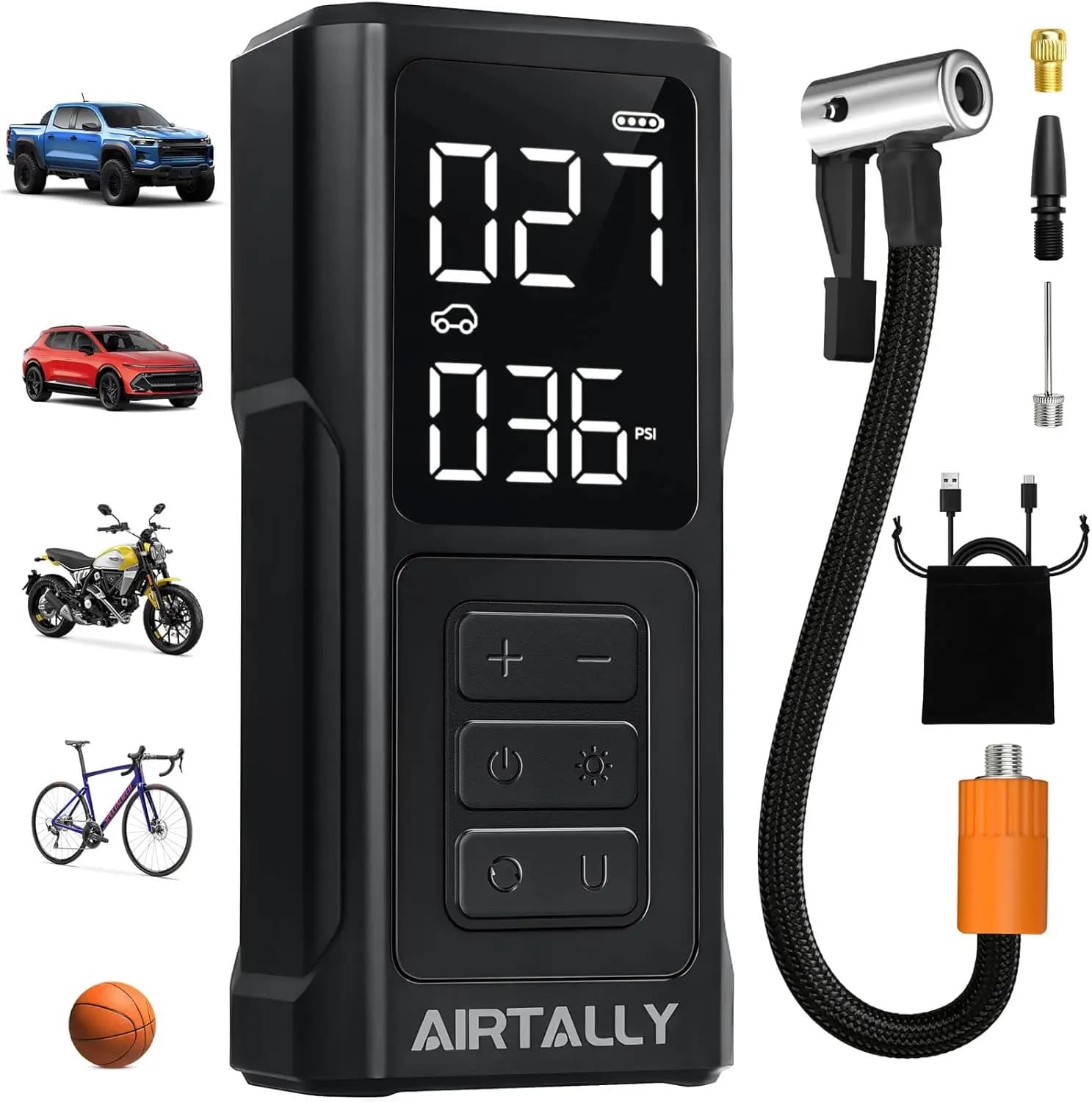 Compressore d'aria portatile: 5200mAh, 150PSI per pneumatici auto, biciclette, palloni da basket con schermo LED e spegnimento automatico
