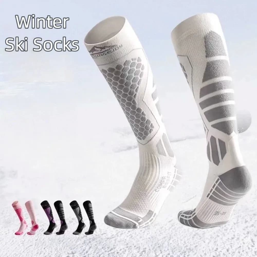 New Thickened Ski Socks Breathable Thermal Compression Socks Moisture-wicking Anti-slip Snowboard Stockings for Cold Weather