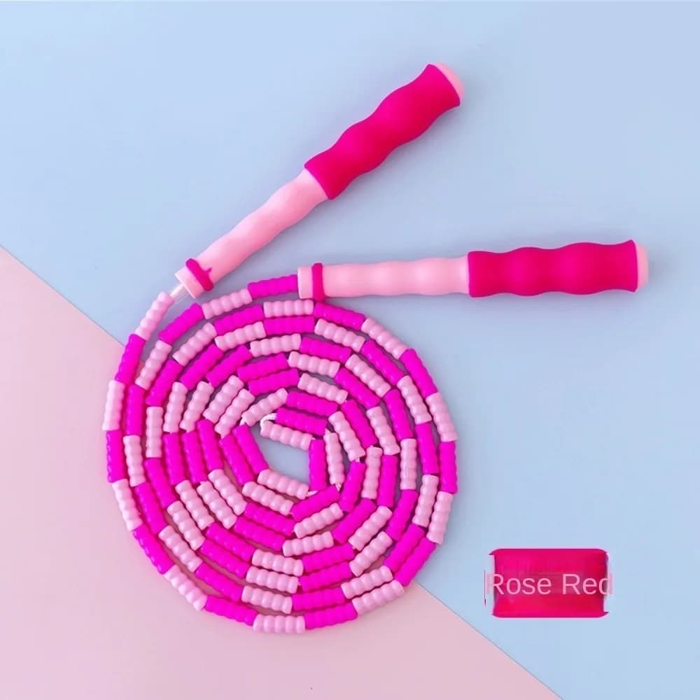 Soft Beaded Segment Tangle-Free Rope Skipping Anti-Skid Segmented Beaded Jump Rope Adjustable Exercise Equipment