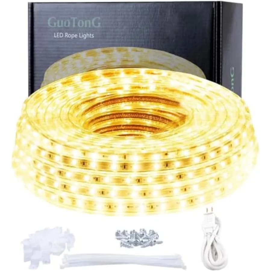 Strisce LED a 2 Fili 110V per Esterni, 50 Piedi 3000K, Luci a Corda LED per Interni, Impermeabili, Flessibili, Tagliabili, Collegabili con Certificazione UL