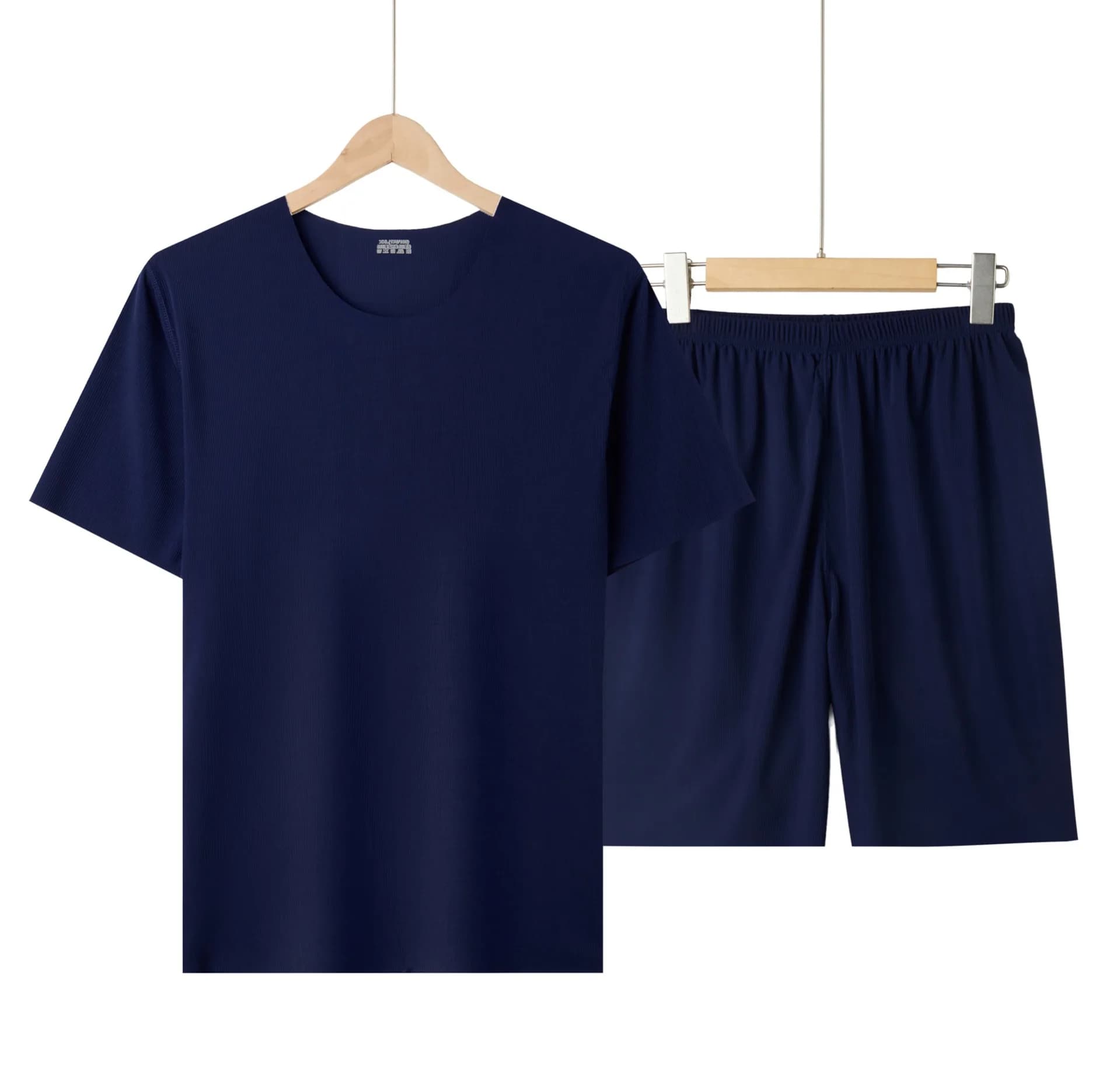 Men's New Plus-Size Pajamas Ice Silk Cool Home Wear Men's Summer Modal Thin Ribbed Short Sleeve Suitable for Wearing Outside
