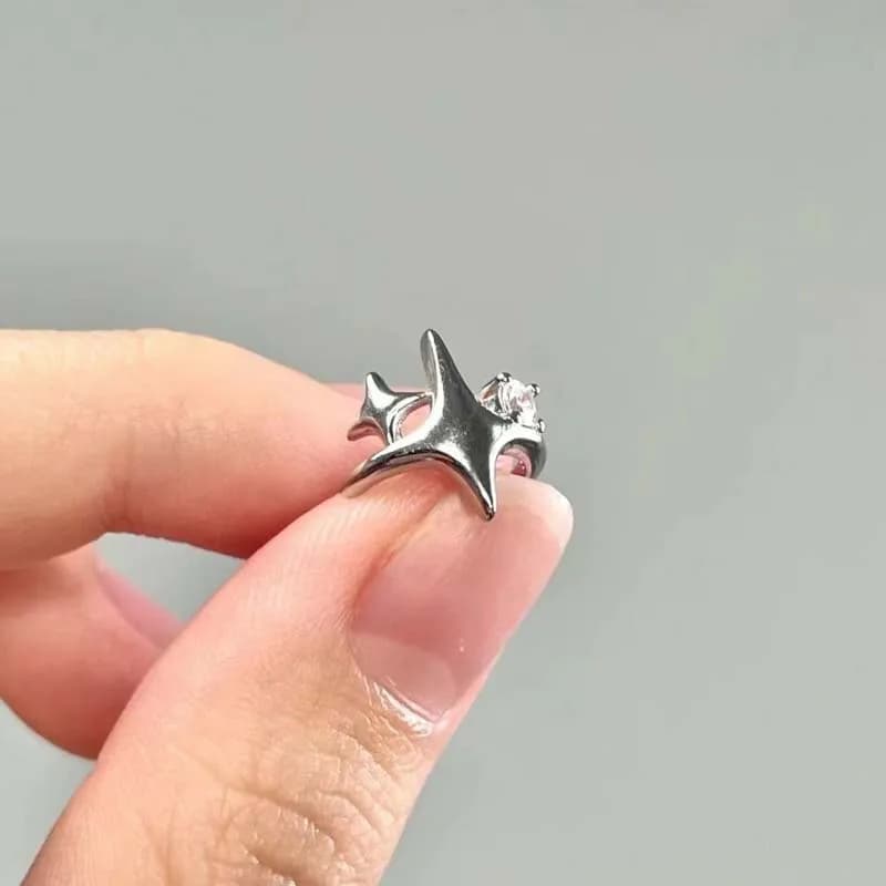 Orecchini a clip in cristallo coreano per donna Stella zircone senza foro Gioielli Orecchini finti Orecchini a clip per osso singolo Polsini per le orecchie