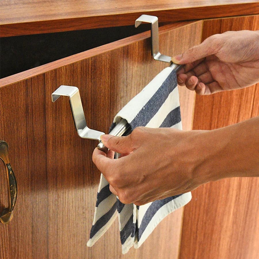 Porta asciugamani in acciaio inossidabile non perforato, porta gancio per porta dell'armadio domestico, porta asciugamani unipolare per bagno