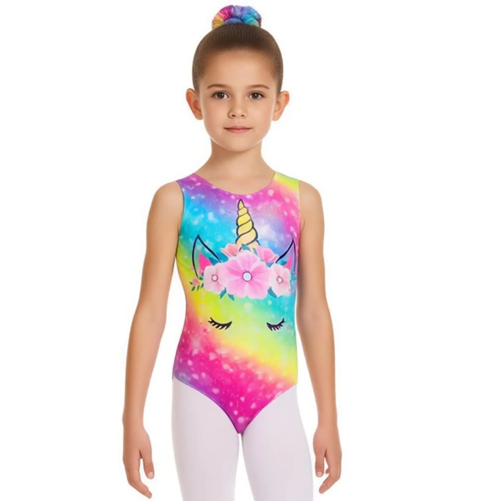 Ballet Gymnastics Leotard Girl Athletic Tumbling Swimsuit Metallic Dance Biketards +Hair Band Ice Skating Workout Performance