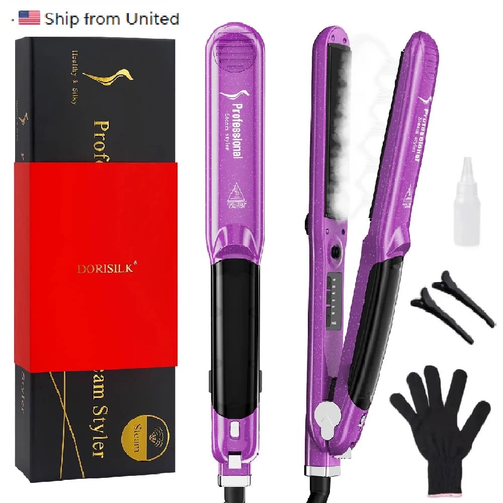 Piastra per capelli a vapore aggiornata per ferro da stiro a vapore per capelli Piastra per capelli e bigodino in ceramica professionale per salone Steampod