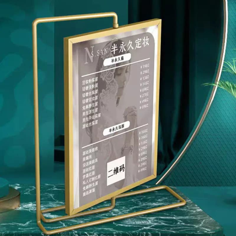 152x203mm 8 pollici menu rotante porta cartello di carta espositore regalo di nozze di San Valentino scaffale cornice per foto in metallo