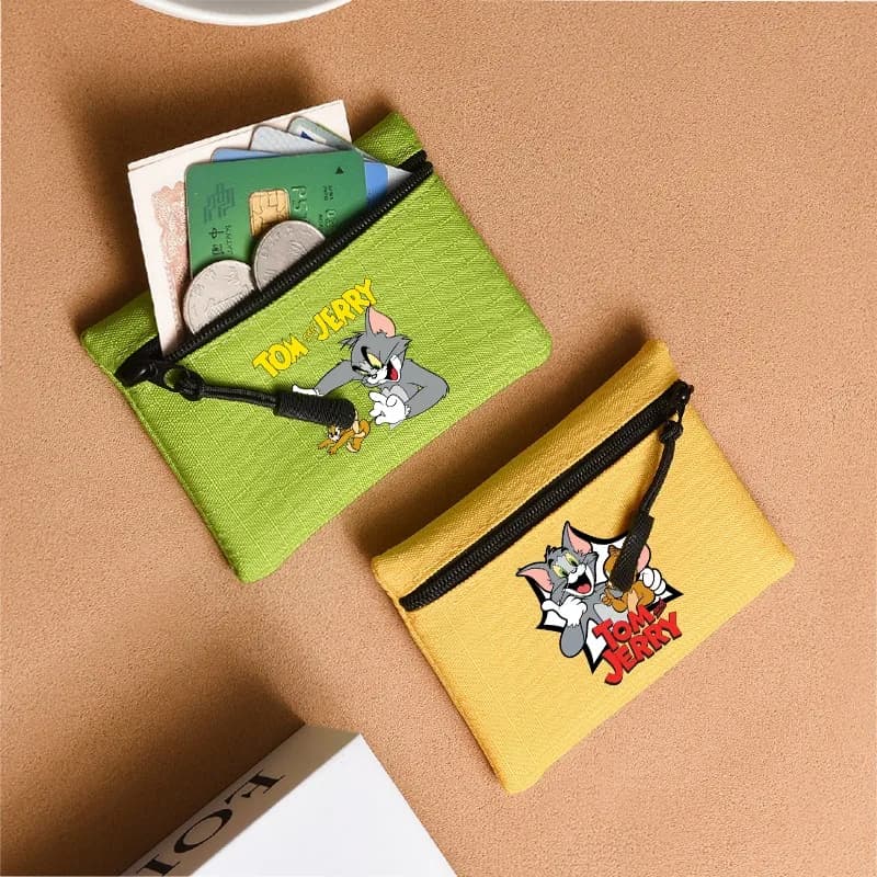 Mini Borsa Portamonete Tom e Jerry con Stampa Animata, Portafoglio Unisex Carino, Borsetta Portatile per Uomo e Donna, Regalo per Feste