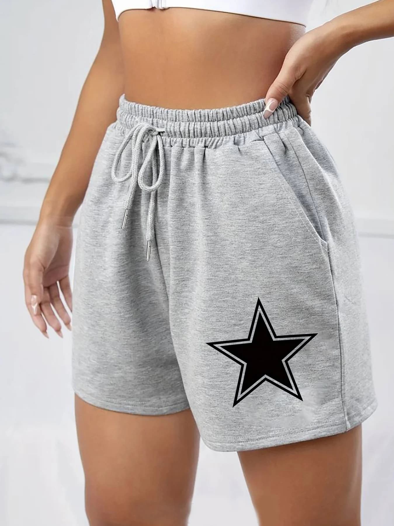 Pantaloncini estivi da donna con stampa a stelle, elastico in vita, traspiranti e che assorbono il sudore, adatti per sport, corsa e fitness