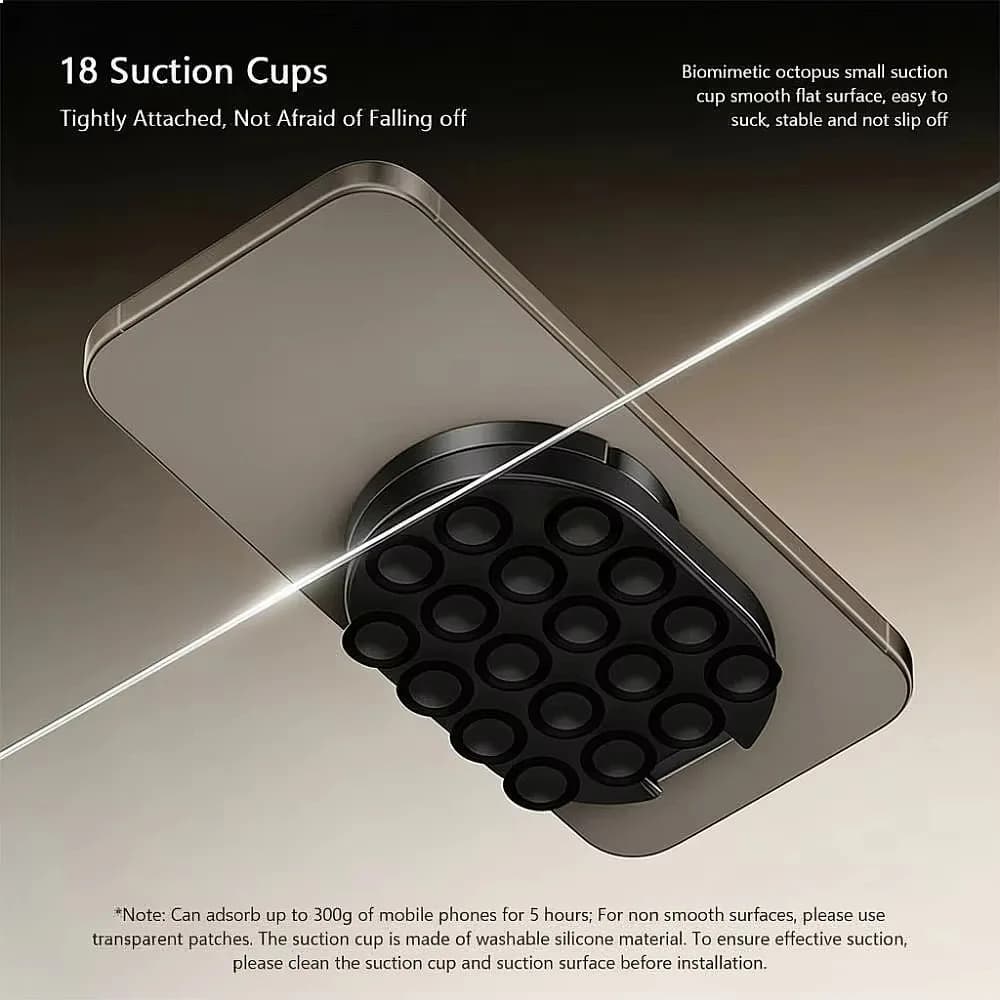 New Suction Mount Magnetic Phone Holder Rotatable Wall Mountable Foldable 3-in-1 Desktop Stand for Video Shots