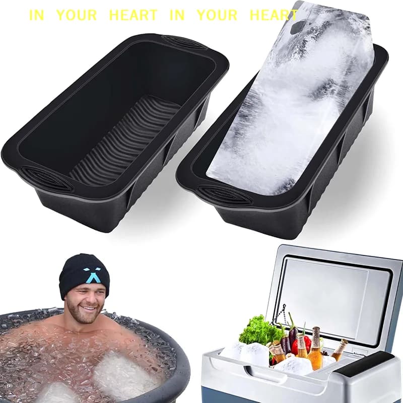 【X】Extra Large Ice Mold Silicone Large Ice Block Mold Ice Cube Maker Reusable Large Ice Cube Tray Ice Bath Chiller For Home
