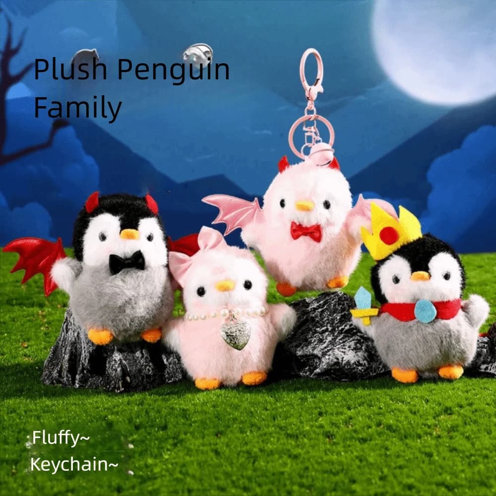 PP Cotton Plush Penguin Keychain Fluffy Comfortable Princess Penguin Pendant Collection Hanging Soft Stuffed Animal Keyring