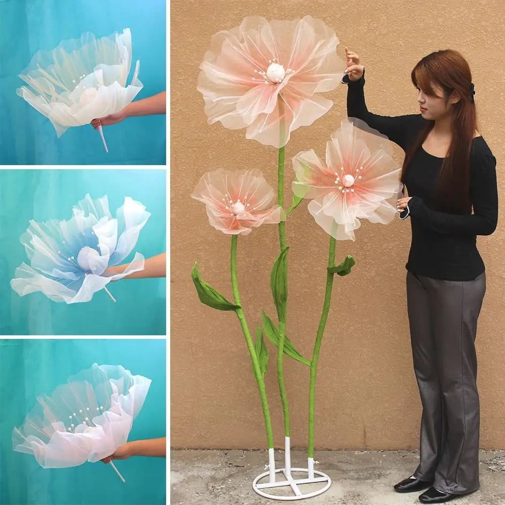 Vetrina 40/50 cm Grande fiore di simulazione Hollow 3D Fiore finto Grande garza sospesa Festival di fiori artificiali