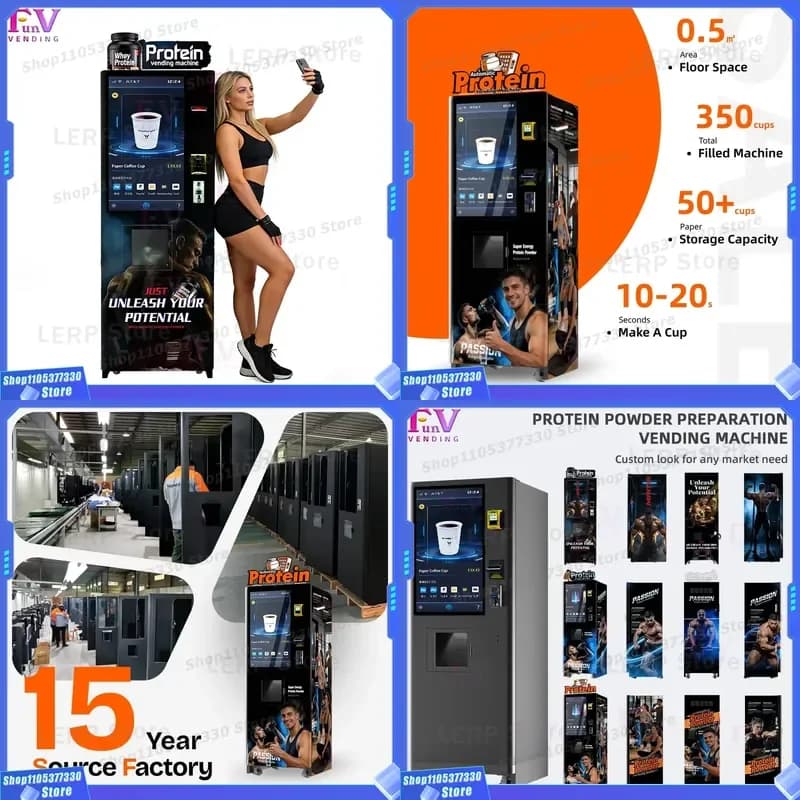 Automatic Protein Powder Shaker with Smart Screen for Commercial Gym Self Service Station Electric Mixing System Dispenser