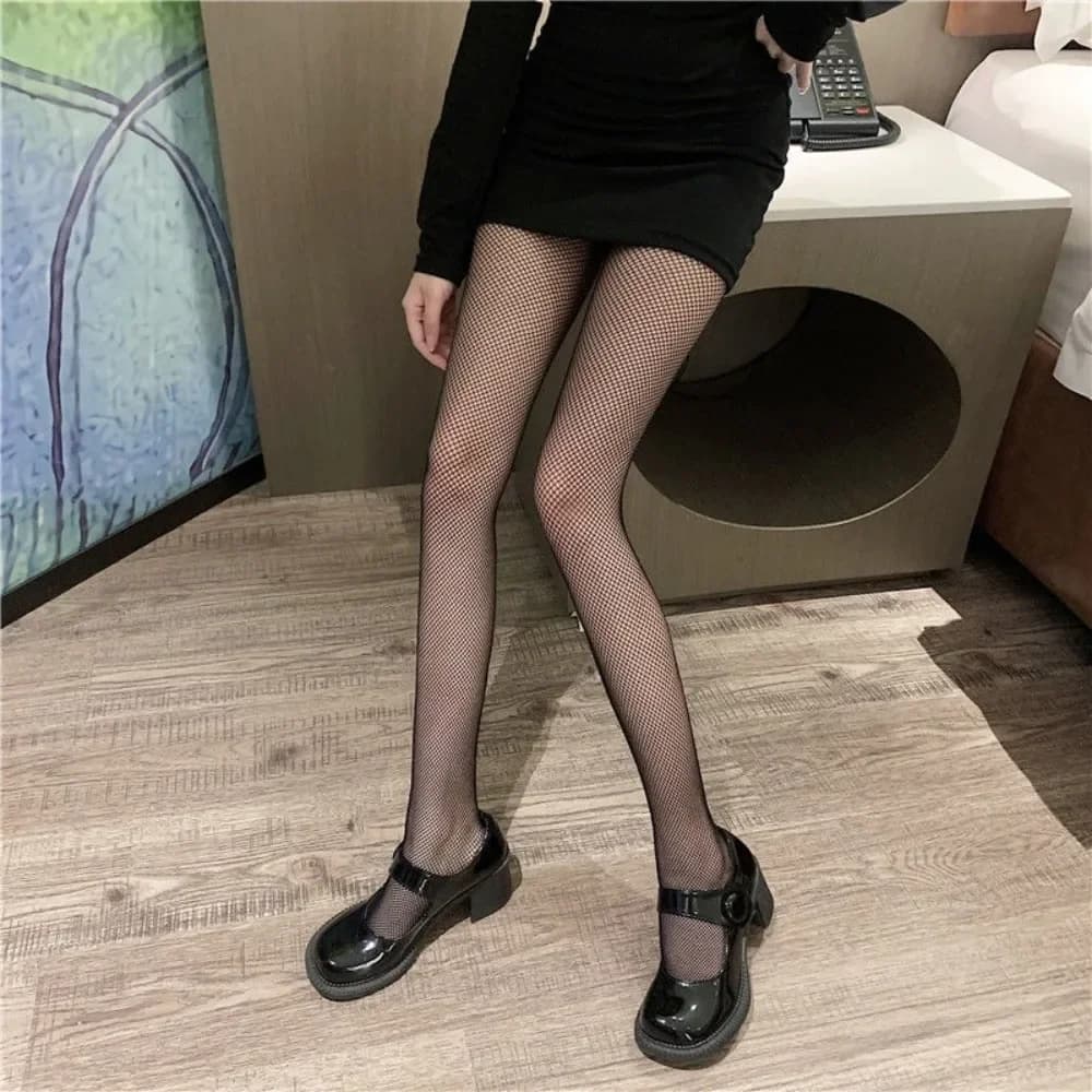 Collant a rete sexy in nylon, lingerie da donna, calze a rete lunghe nere estive, calze a vita alta, body stockings