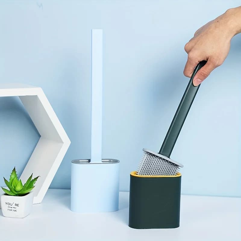 1pc Silicone toilet brush without blind spots, household bathroom daily cleaning set, wall mounted toilet washing tool brush