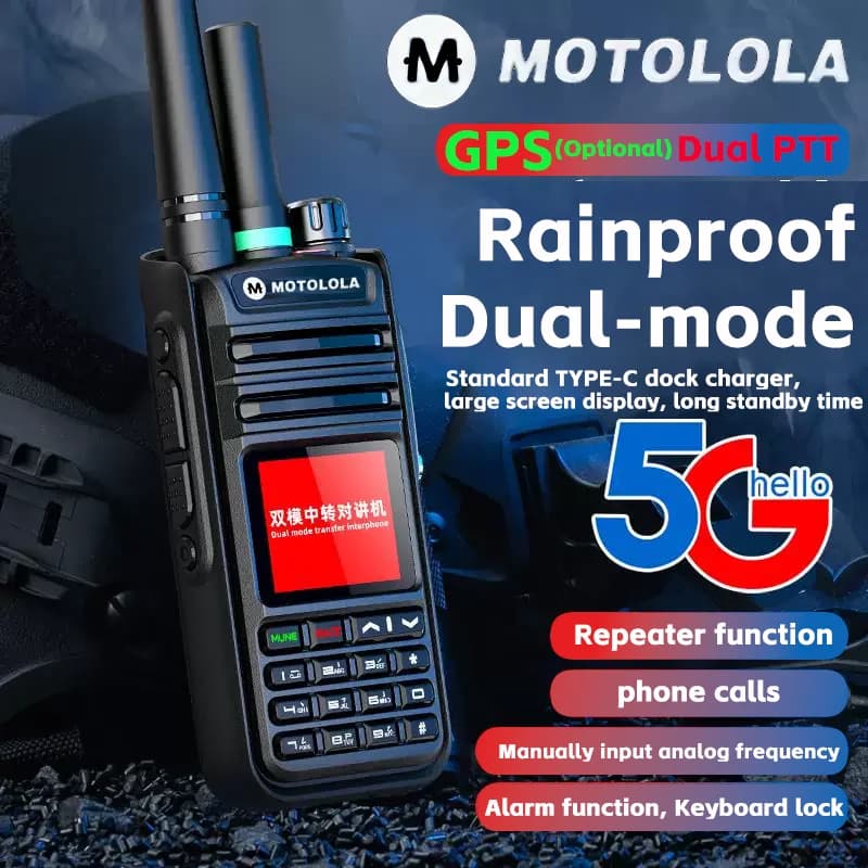 Walkie Talkie 4G Motorola PoC Dual Mode, Radio Ricetrasmittente a Lunga Distanza 400-470MHz 5W Segnale Analogico