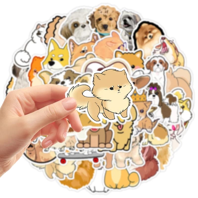 50PCS Cute Dog Stickers Pack Kawaii Puppy Decals Cartoon Animals Stickers Waterproof Vinyl Decal for Water Bottle, Laptop, Phone