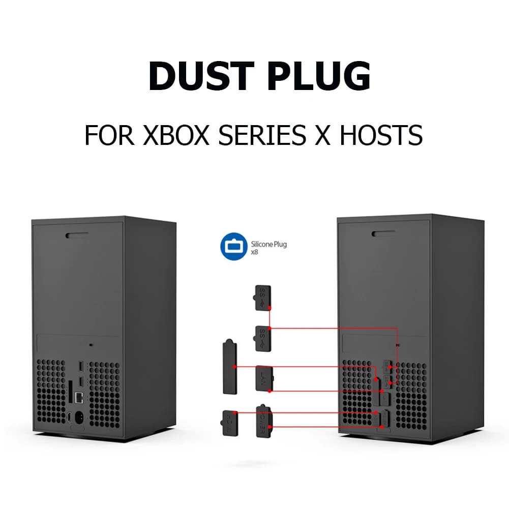 Kit 14 Pezzi Tappi Antipolvere per Console Xbox Series X, Filtro a Rete Antipolvere, Kit Tappi per Jack, Tappi Antipolvere in Silicone, Accessori per Giochi
