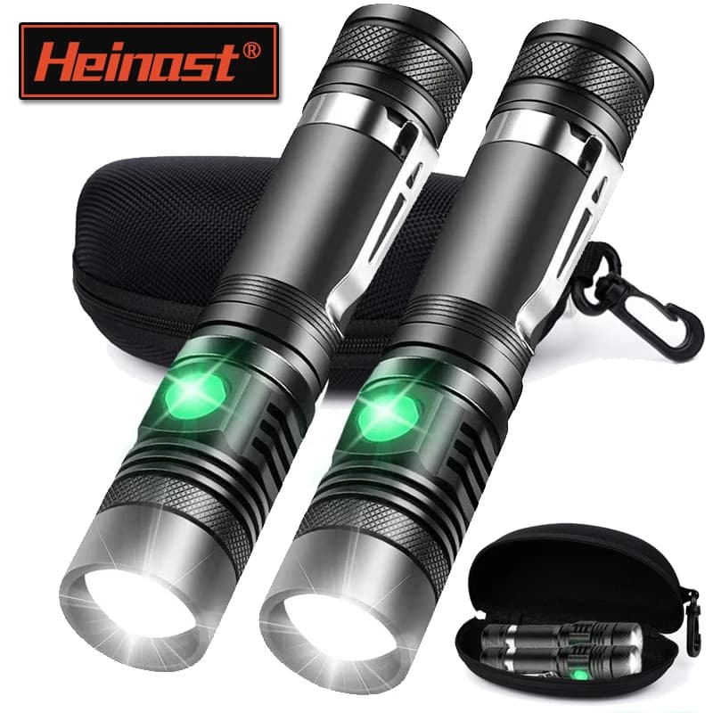 T6 Rechargeable Portable Flashlight Uses Zoom Torch 18650 Portable Cap Clasp Front Clip for Pen Working Light External Flashlight