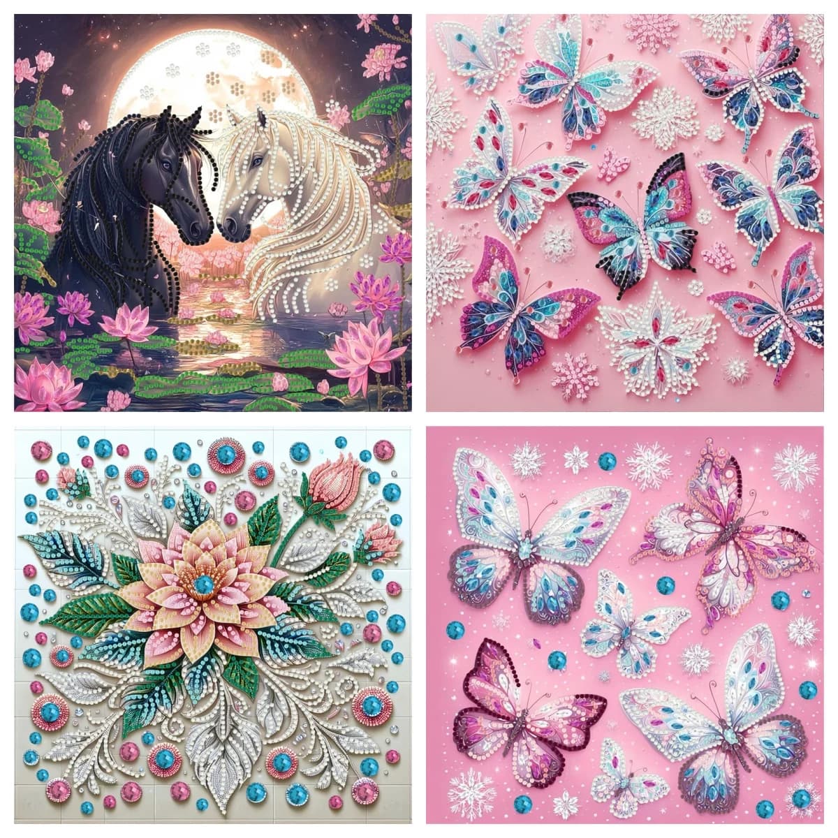 1 Diamond painting set, DIY animal pattern crystal gemstone decorative painting, suitable for home decoration
