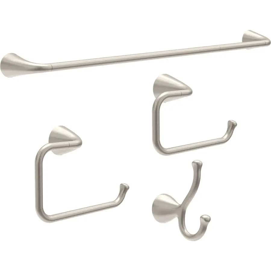 Set di accessori da bagno ARV64DN Arvo 4 pezzi, portasciugamani da 18 pollici con prolunga da 6 pollici, porta carta igienica, anello portasciugamani, gancio, nichel spazzolato