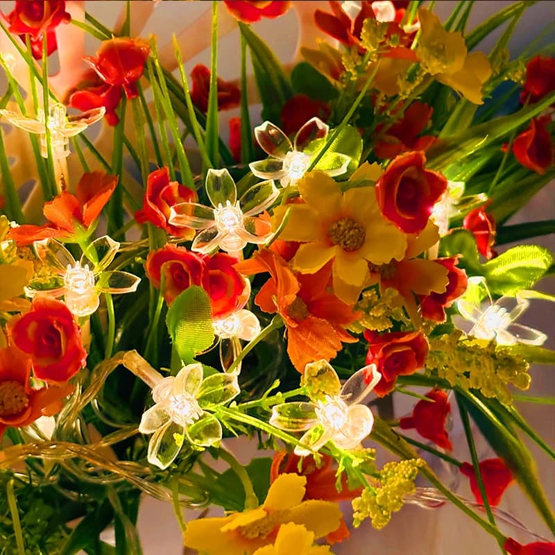 Ornamenti Decorativi da Appendere per la Casa, Fiori di Ciliegio Artificiali in Plastica, Luci a Filo Luminose per Decorazioni Interne ed Esterne