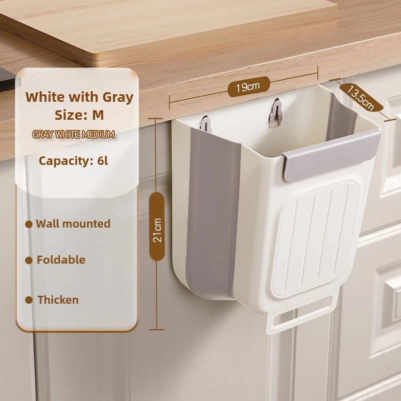New Foldable Hanging Trash Bin for Kitchen Thick Large Mouth Multi Functional Garbage Bin Trash Can Foldable Bin Waste Bins