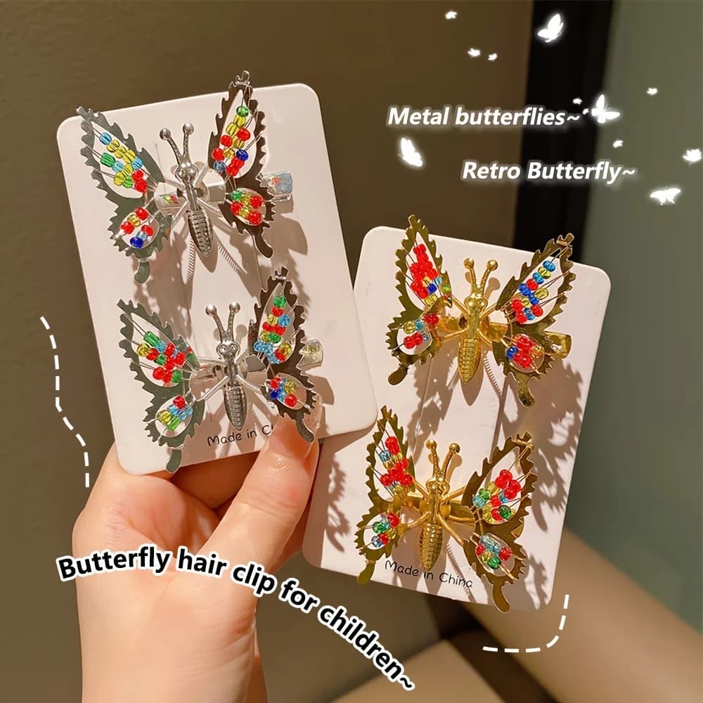 Alloy hair clips with coloured bows for children 2/4 pieces