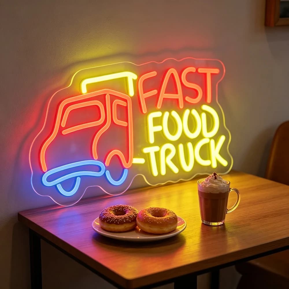 Insegna al Neon LED per Food Truck, Luce Notturna, Decorazione da Parete Estetica, Ricaricabile USB, per Camera da Letto, Soggiorno, Caffè, Bar, Festa, Regalo