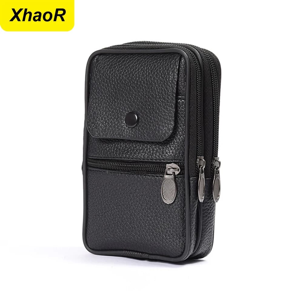 Marsupio da uomo nuovo Borsa per cellulare Borsa sportiva per il tempo libero con cintura verticale in pelle PU per esterni Borsa portamonete per il tempo libero da lavoro