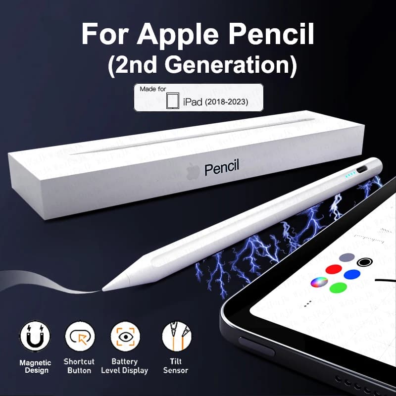 Matita originale Apple Matita iPad di seconda generazione Penna 2 1 Stilo per iPad Pro 11 12.9 Air 5 7 8 9 10 th Mini 5 6 2018-2023 Accessori