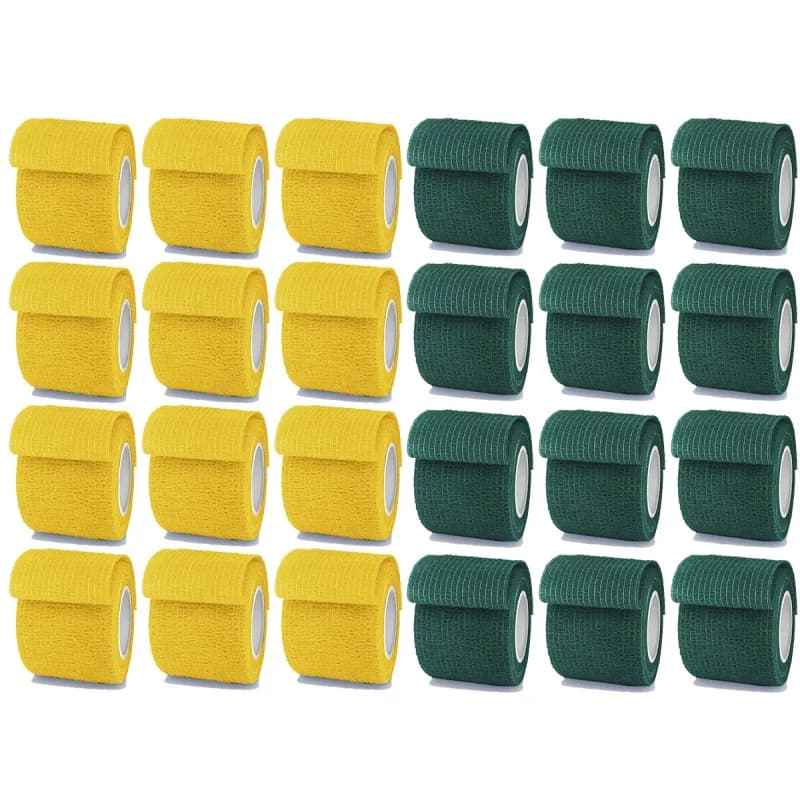 1/24 Pz 4.8 m Verde Scuro Giallo Sport Benda Elastica Autoadesiva Wrap Tape Elastoplast Per Ginocchio Supporto Pad Dito Caviglia Palmo
