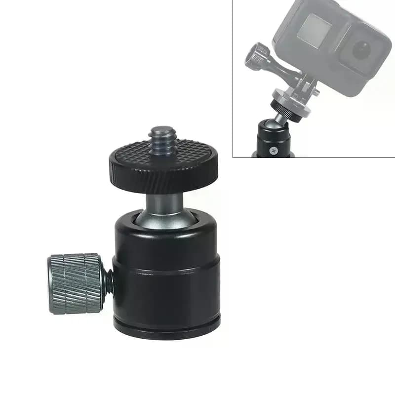 Mini testa a sfera con montaggio a vite da 1/4" girevole a 360° per videocamera videocamera DV staffa per luce a LED treppiede supporto per action camera