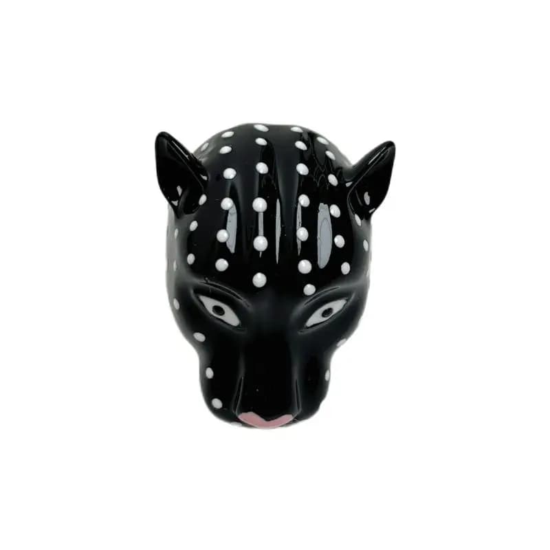 1Pcs Trendy High-End Sensation Socialite Style Daily Party Accessory Elegant Metal Leopard Head Enamel Ring For Women