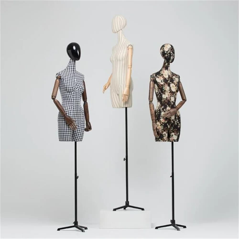 Manichino femminile in tessuto a mano in legno 18 stili, spalla da cucire, oggetti di scena per il corpo, clavicola, esposizione per gli amanti dei modelli di matrimonio, base per treppiede, C020