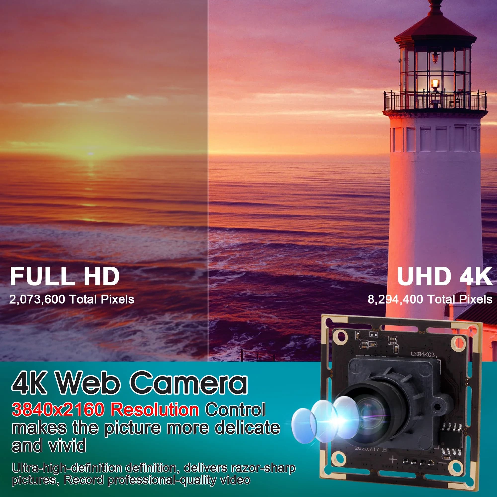 Migliore Telecamera USB ELP 4K con Lente Senza Distorsione a 85 Gradi, Webcam IMX415 CCTV, Modulo Telecamera USB 8MP per Visione Industriale