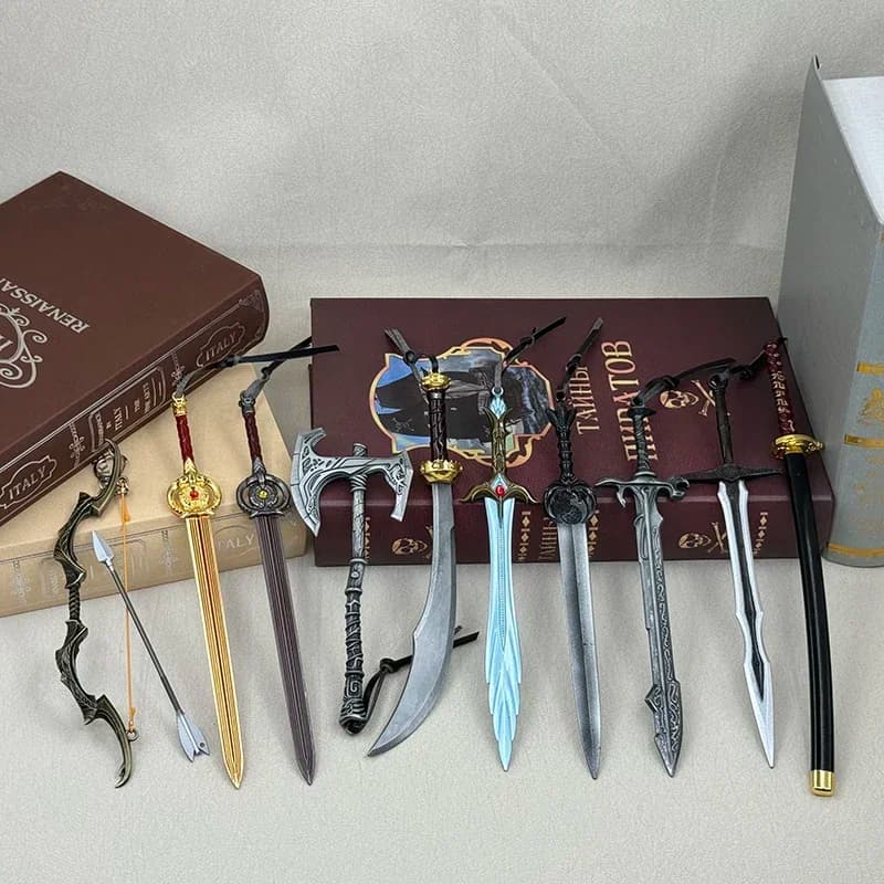 Set da collezione TES5 Epic Quest: 10 repliche artigianali in lega di zinco premium – Modelli di visualizzazione 1:6 per gli appassionati di giochi Ornament Toy