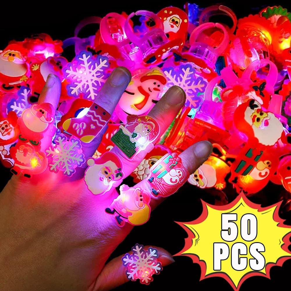 Anello luminoso a LED natalizio Creativo Babbo Natale Pupazzo di neve nel buio Anello da dito Luci giocattolo Decorazione per feste di Natale