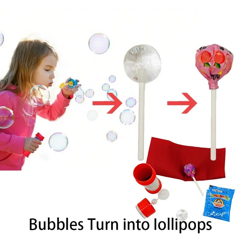 Trucchi Magici: Bolle che Diventano Lecca-Lecca, Accessori per Spettacoli, Giocattoli Divertenti per Bambini, Facili da Realizzare per Principianti