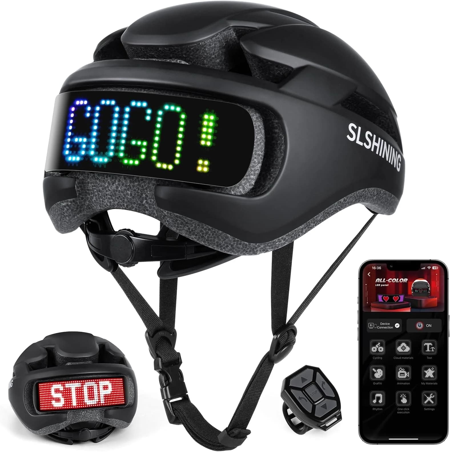 Helmet with LED Light and Display, Programmable APP Control, Rear Light for Cycling, for Men and Women, MTB, Mountain Bike, Road Bike